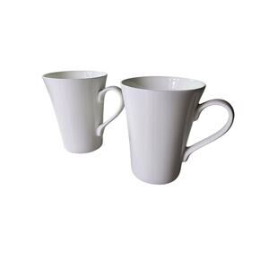 MIKASA Lausanne White Bone China Tall Slender Coffee Mug Set of 2